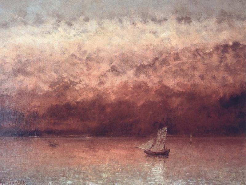 Gustave Courbet Sunset on Lake Geneva